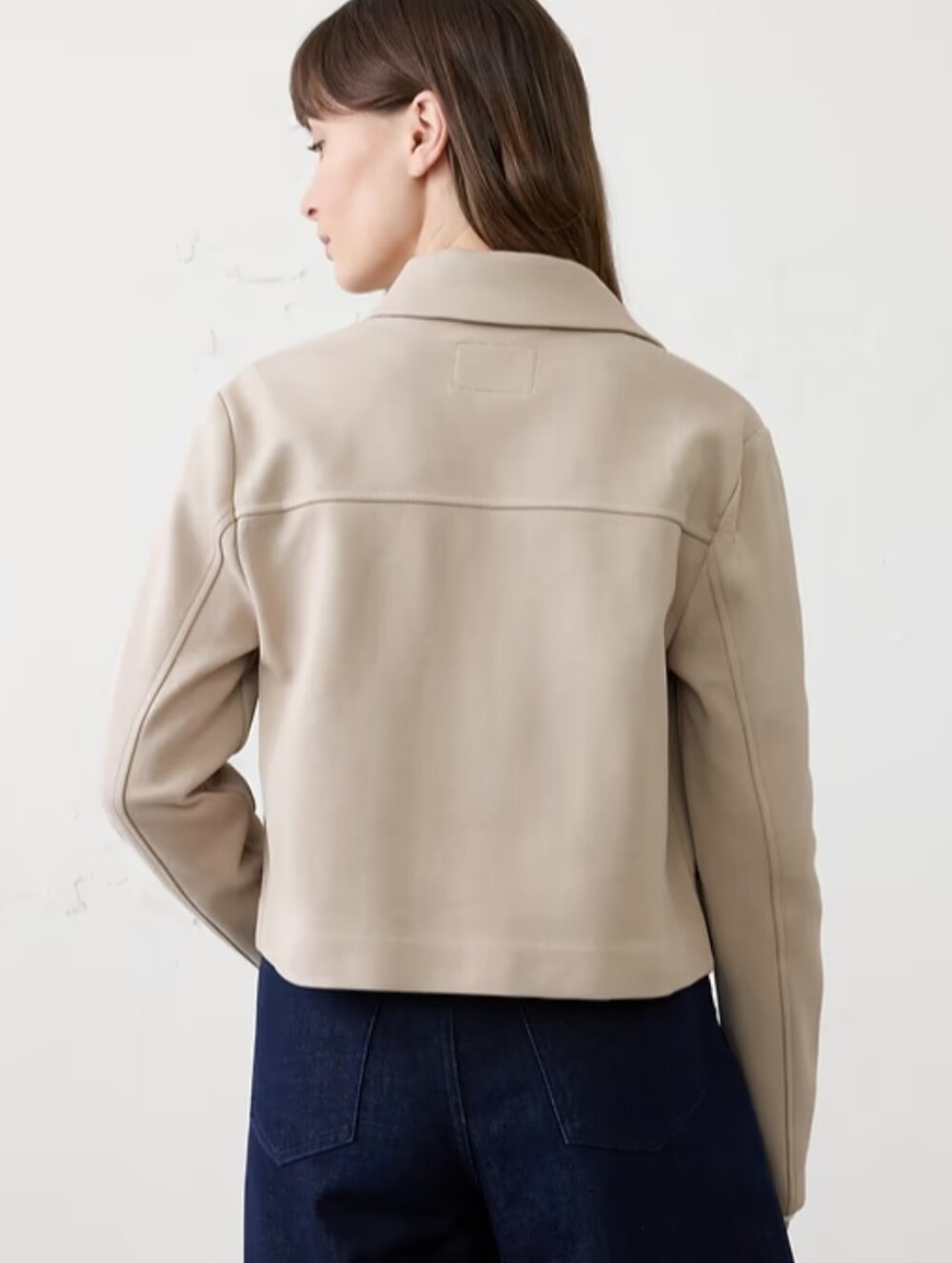 NWT Magaschoni Light Cream Zip-Up Super-Soft Faux Suede Leather Jacket Womens L - Picture 2 of 13